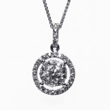 0.75 Cts. 14k White Gold Diamond Miracle Pendant With Halo